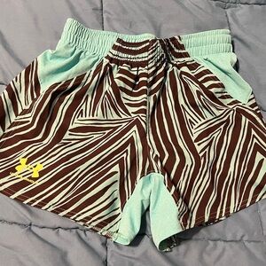 Under Armour Women's Zebra Print Shorts - Black and Teal